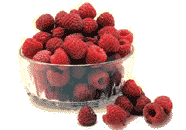 a bowl of raspberries 